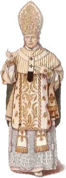 Do XX wieku papiee nosili tiar. Zwyczaj ten zosta zarzucony przez Pawa VI. Na tym rysunku na gowie papiea jest mitra.